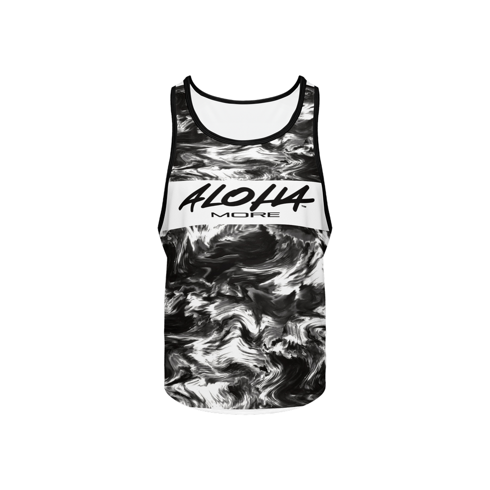 Pele’s Clouds – White and Black Camo – Y-Back Muscle Tank Top (Performance Mesh)