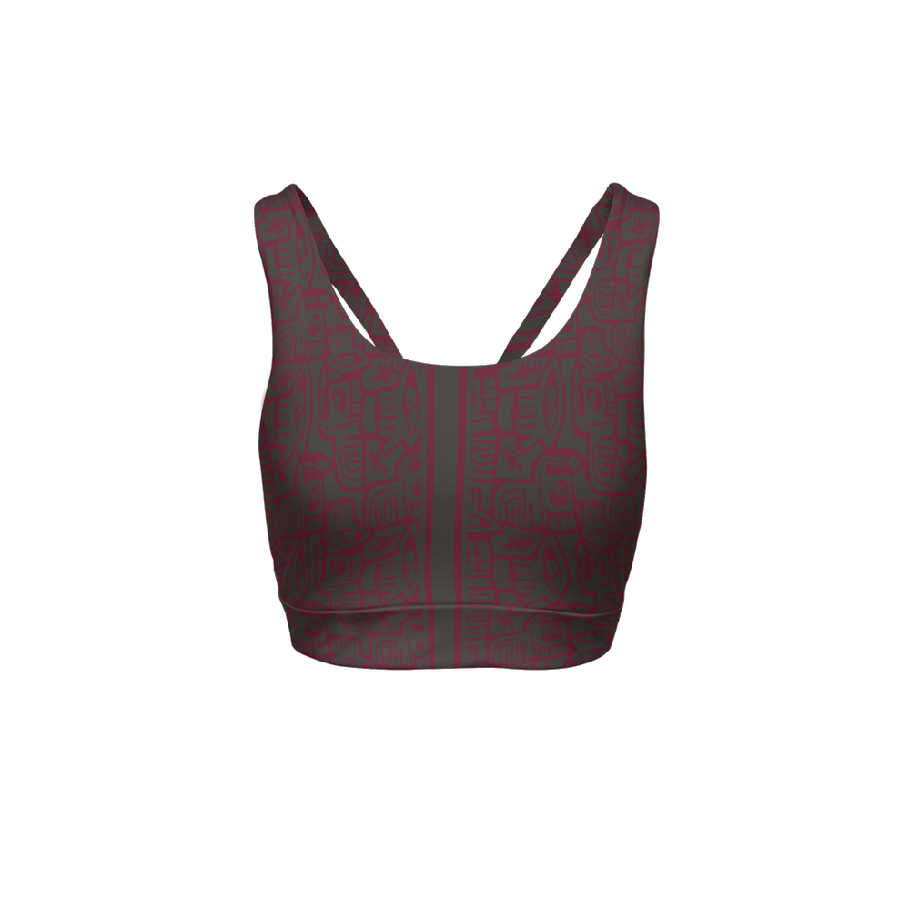 Racerback Sports Bra – Urban Tribal – Red and Black