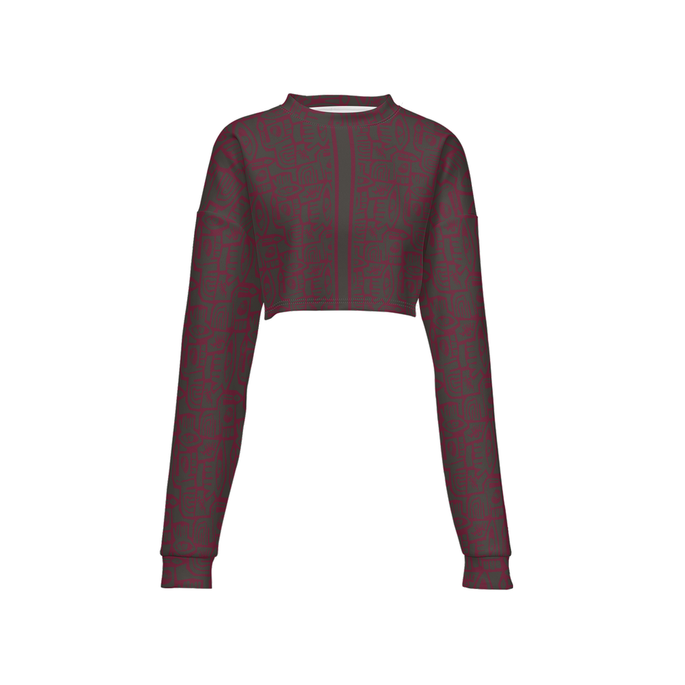 Cropped Crewneck Sweatshirt – Urban Tribal (Red and Black)