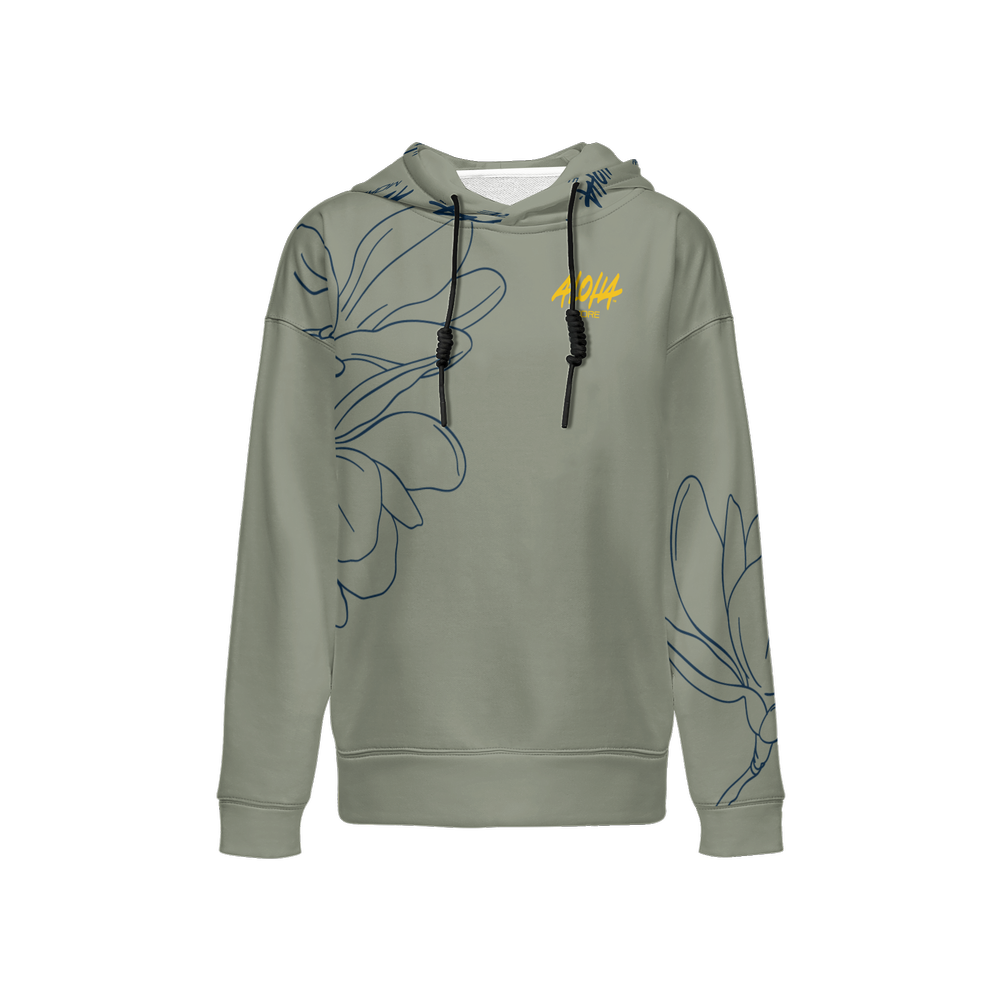 Jungle Green – Flowered Pattern Hoodie