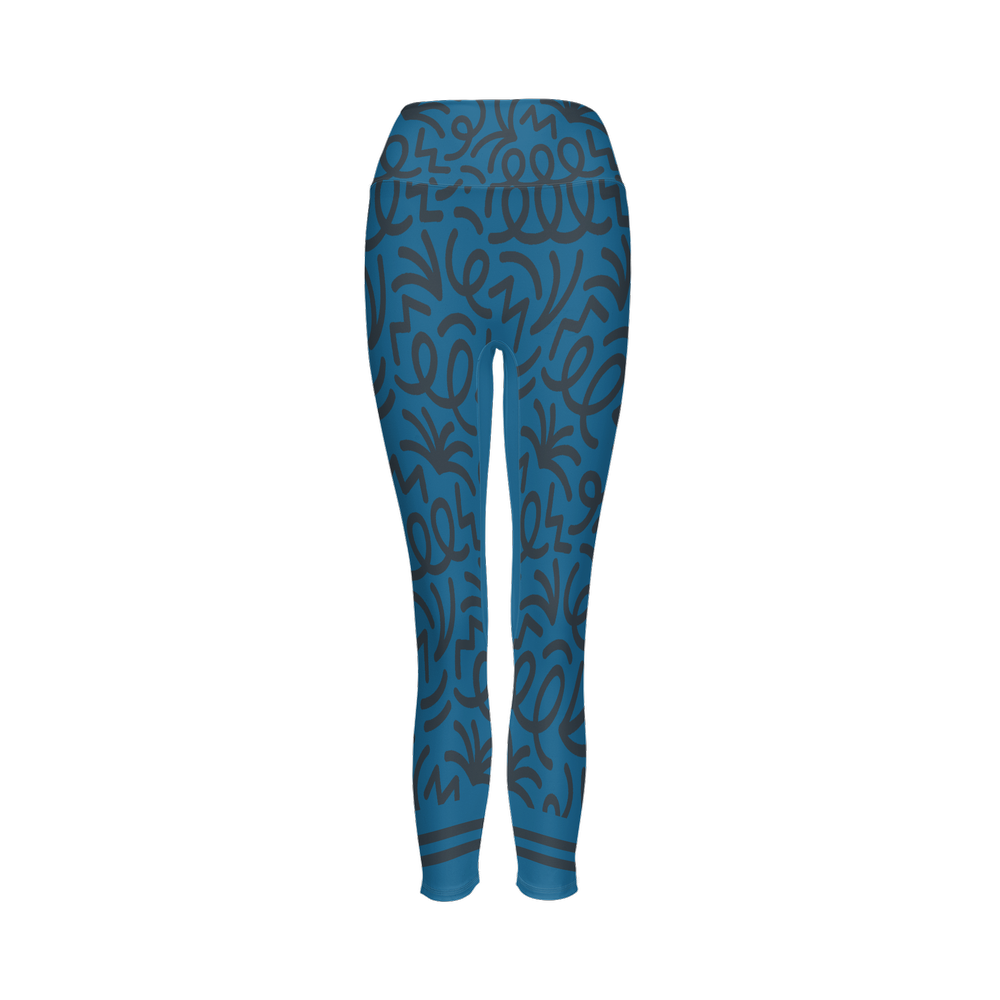 High-Rise Leggings – Graffiti Blue and Black
